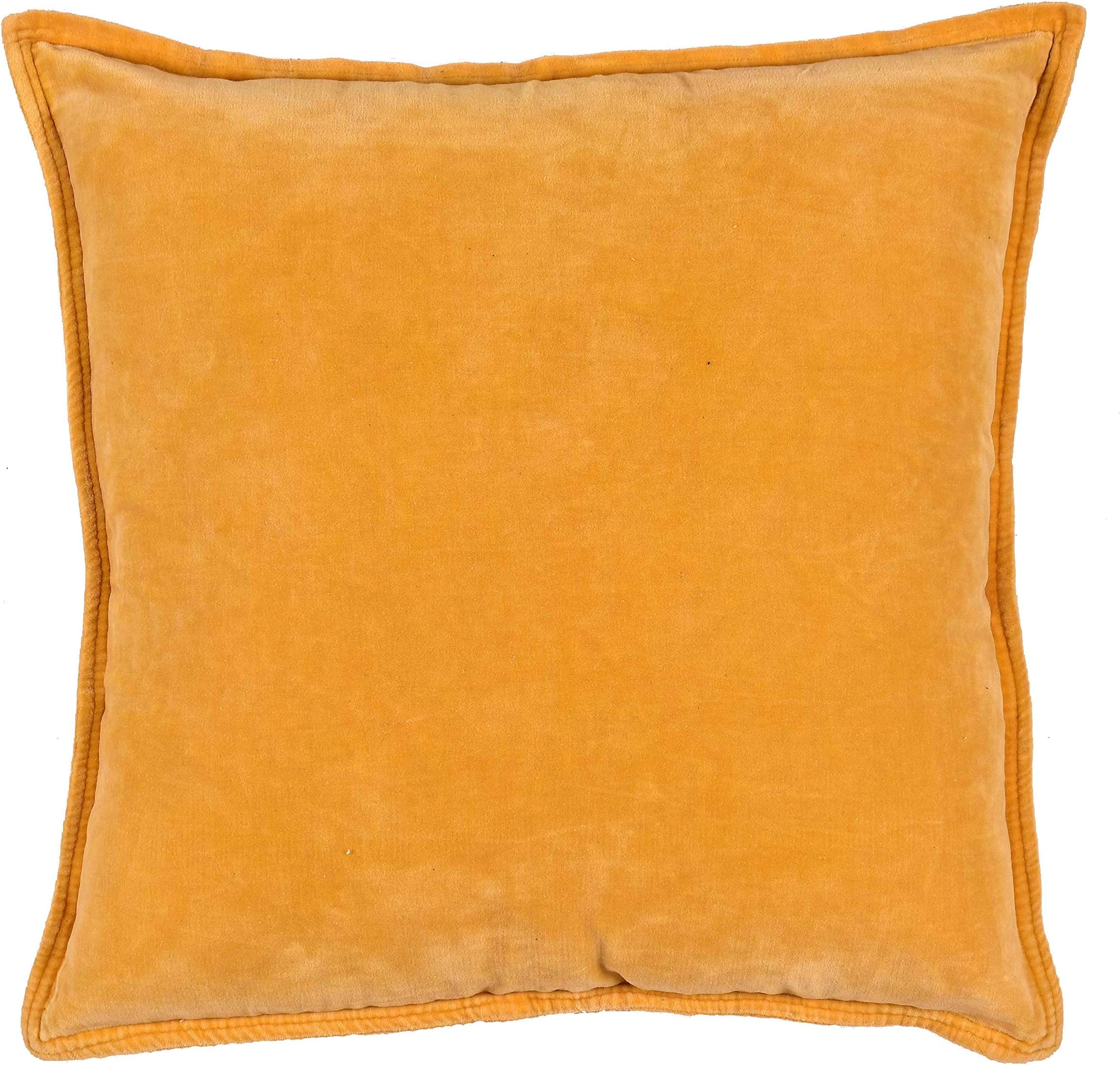 Velvet Pillow Cover Stone Washed Cotton Velvet Cushion Covers, Luxury Soft Decorative Throw Pillow Covers Square Cushion for Sofa Bedroom Couch Car 18x18 Inch 45x45 Cms Yellow (Cover Only, No Insert)