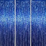 Voircoloria 3 Pack 3.3x8.2 Feet Blue Foil Fringe