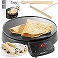 12" Griddle & Crepe Maker, Non-Stick Electric Crepe Pan w Batter Spreader & Recipe Guide- Dual Use for Blintzes Eggs Pancakes