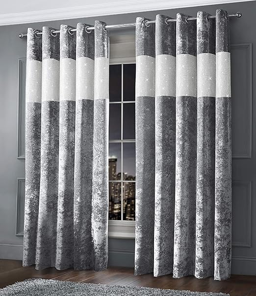 Intimates Thermal Crushed Velvet Diamante Silver Grey Ringtop Pair