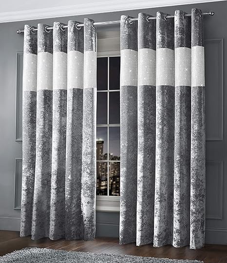 Intimates Thermal Crushed Velvet Diamante Silver Grey Ringtop Pair