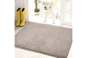 PURRUGS Dirt Trapper Door Mat 24" x 35.5", Non-Slip Machine Washable Entry Rug, Shoe Scraper, Dog Door Mat, Super Absorbent Welcome Mat for Front & Back Door, Muddy Shoes & Paws, Taupe