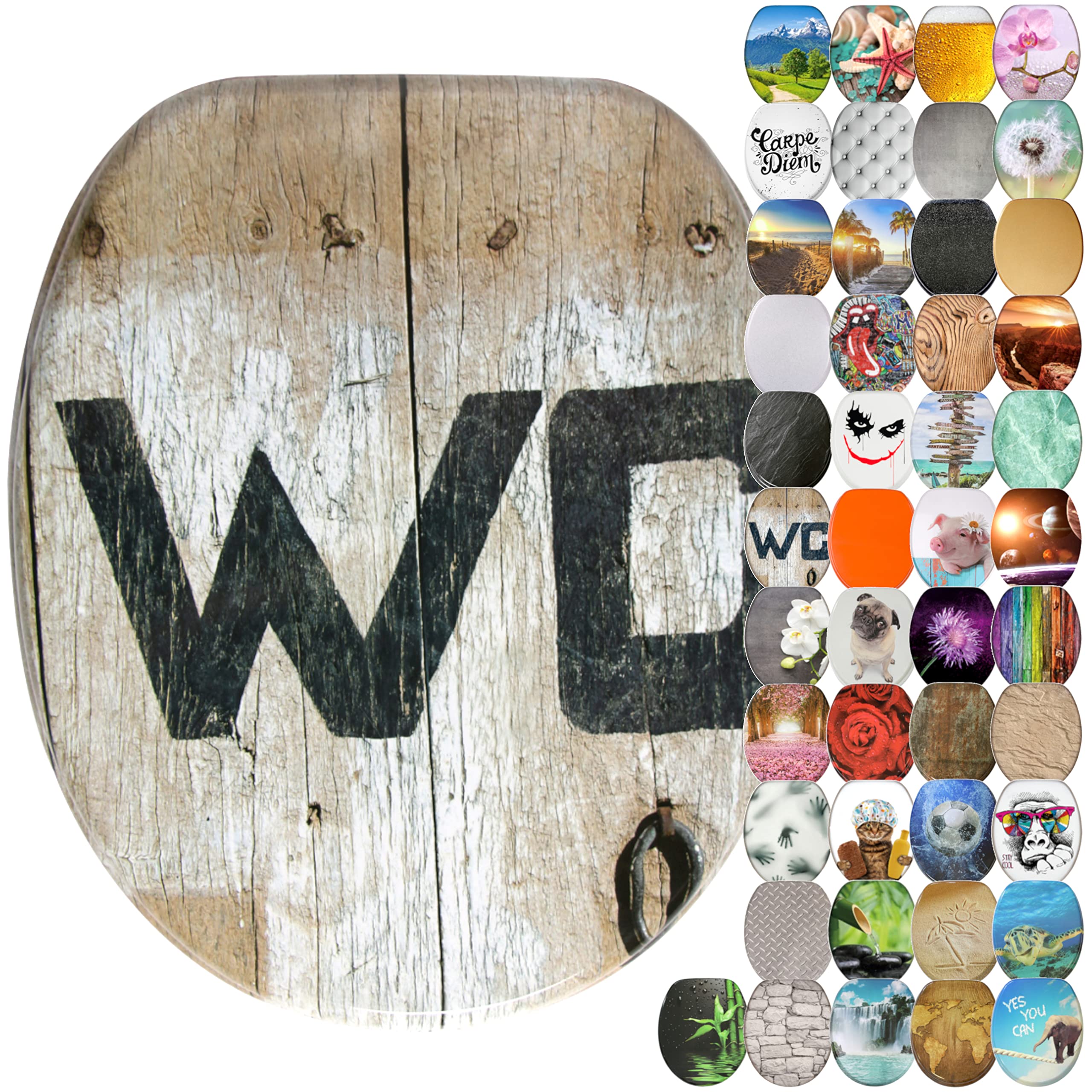 Sanilo Soft Close Toilet Seat, Wide Choice of New Toilet Seats, Stable Hinges, Easy to Mount (Old Style)