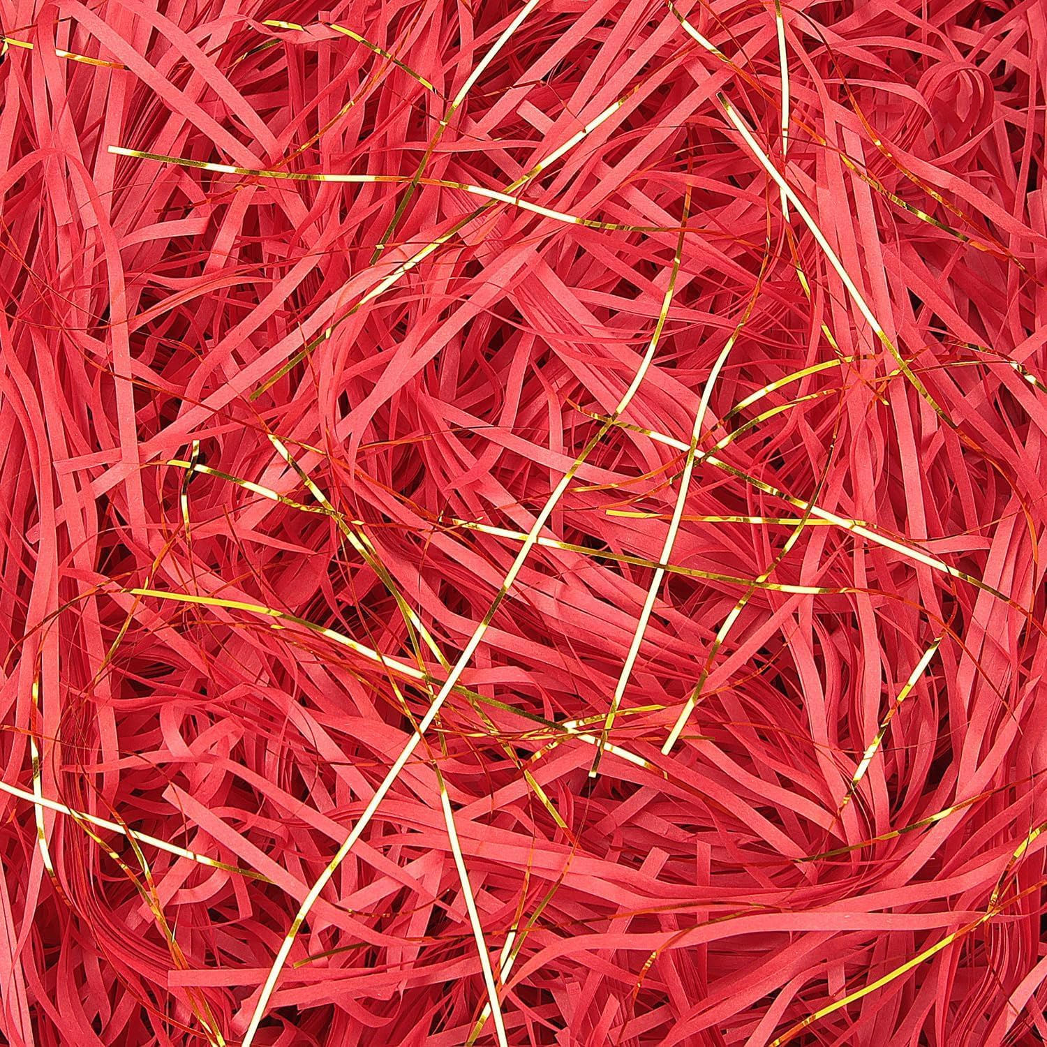 TXXATX Shredded Tissue Paper for Gift Boxes, 270g Red and Gold Packaging Filler for Hamper Filling Gift Bags Decoration Basket Stuffing