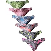 iKingsky Men's Camouflage Thong Underwear Sexy Low Rise T-back Underwear Pack of 6