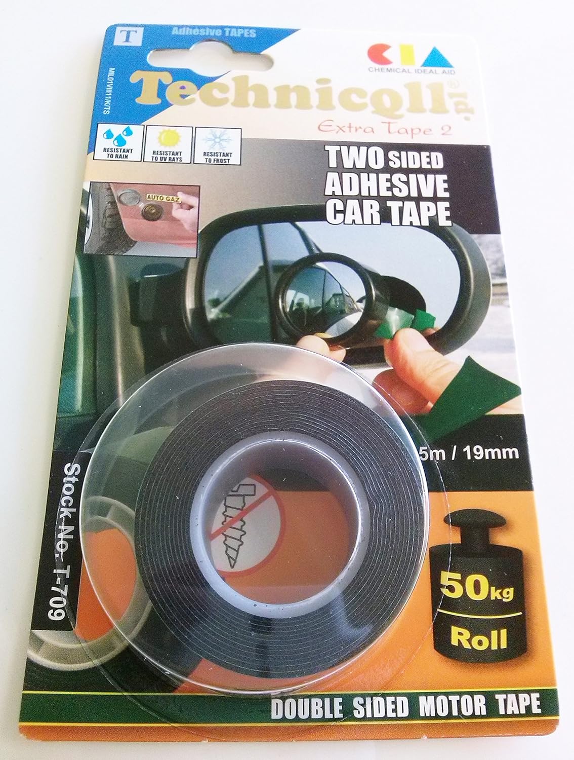 Technicqll AUTOMOTIVE DOUBLE SIDED ADHESIVE TAPE roll 1.5 m / 19 mm wide BLACK FOR CAR NUMBER PLATES SIGNS BADGES ACCESSORIES new - Image 3