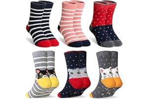 SeeyAN Kids Merino Wool Socks Boys Girls Hiking Boot Winter Thermal Warm Cozy Soft Toddler Thick Crew Socks 6 Pairs