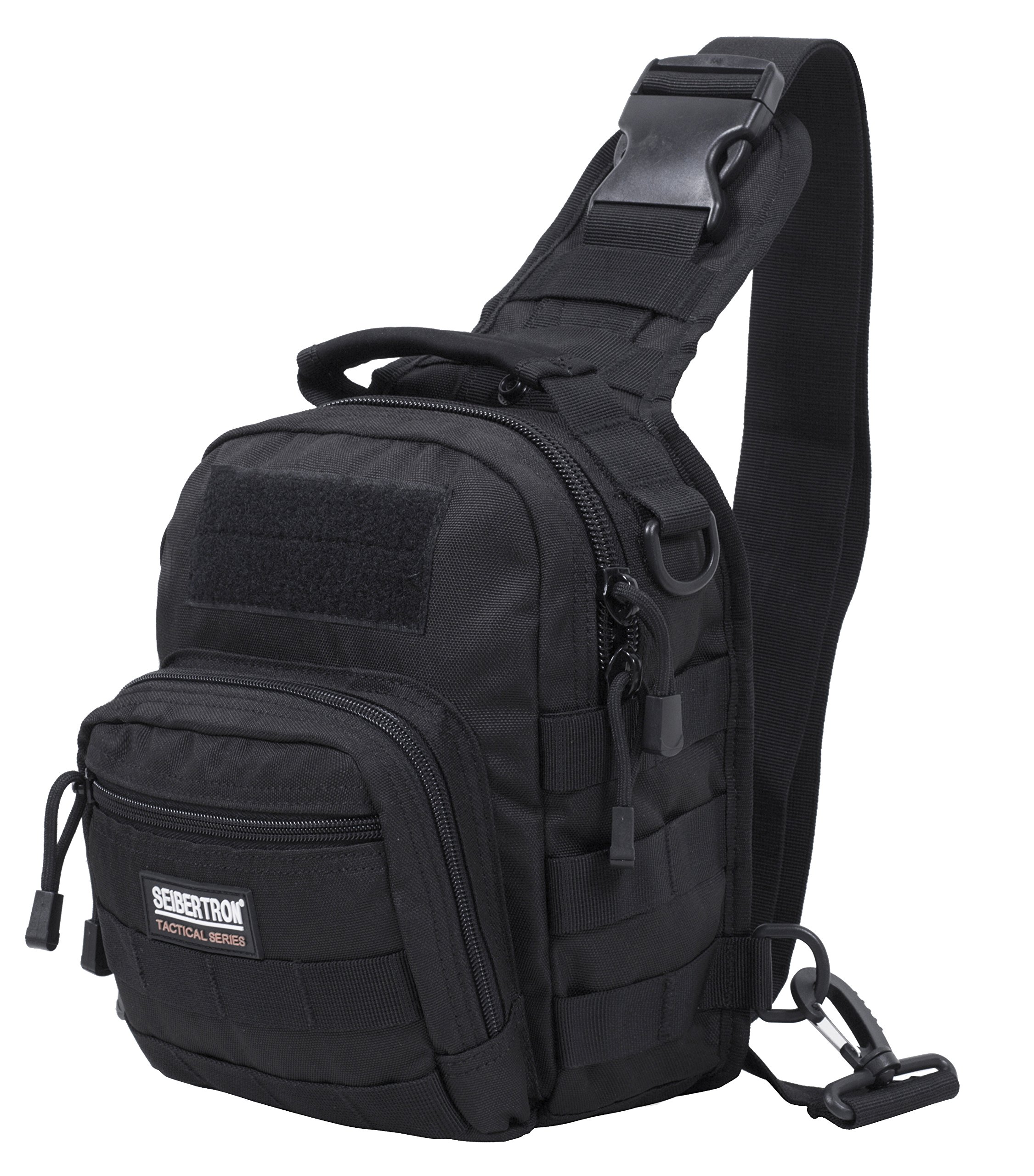 Seibertron Tactical Outlaw Sling Pack with Shoulder Sling for Everyday Carry Molle Multifunctional Day Bag for Carrying Concealed Weapon Black