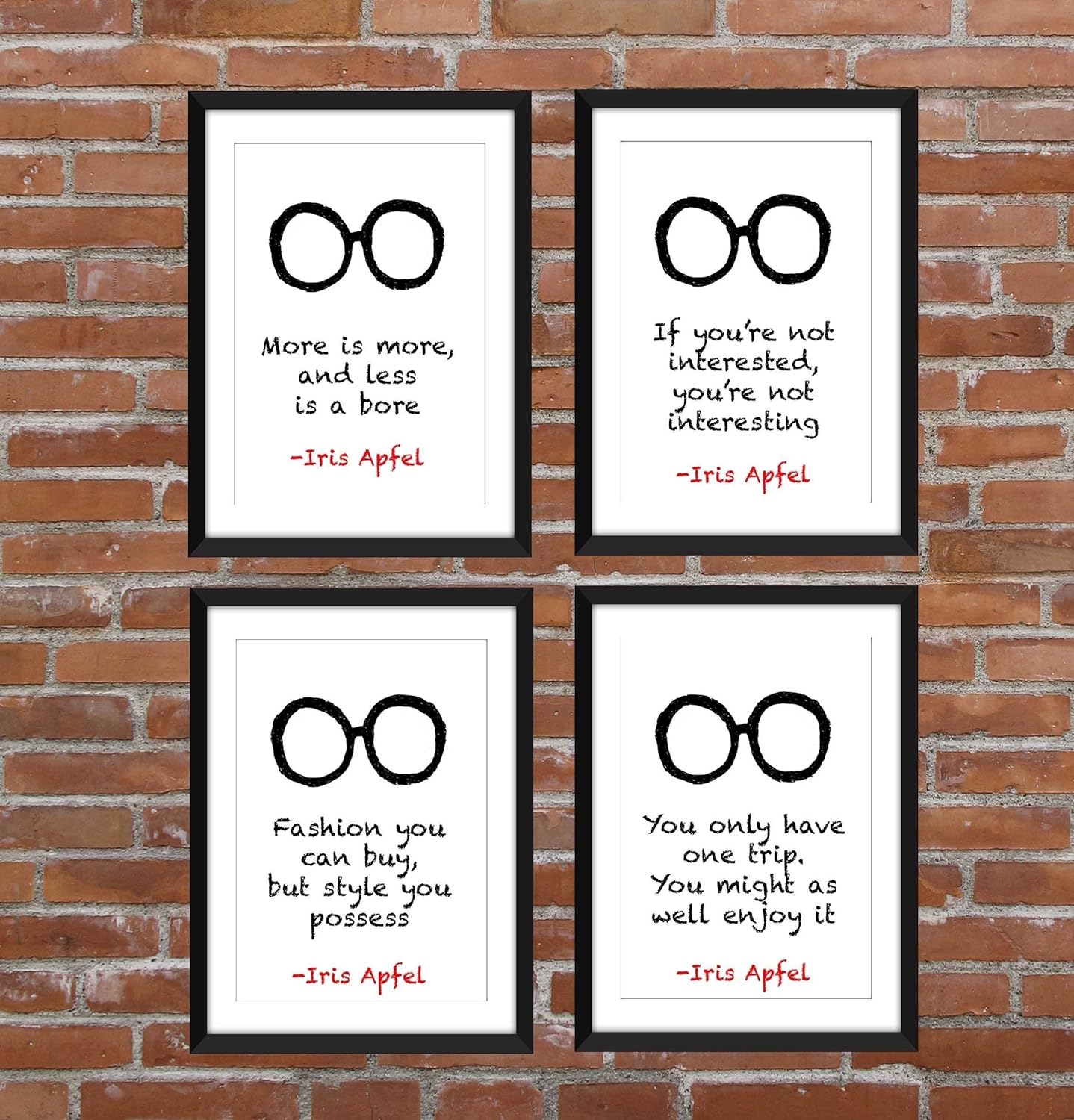 Set Von 4 Iris Apfel Zitate Kunstdrucke Schlag Typography Art Amazon De Handmade