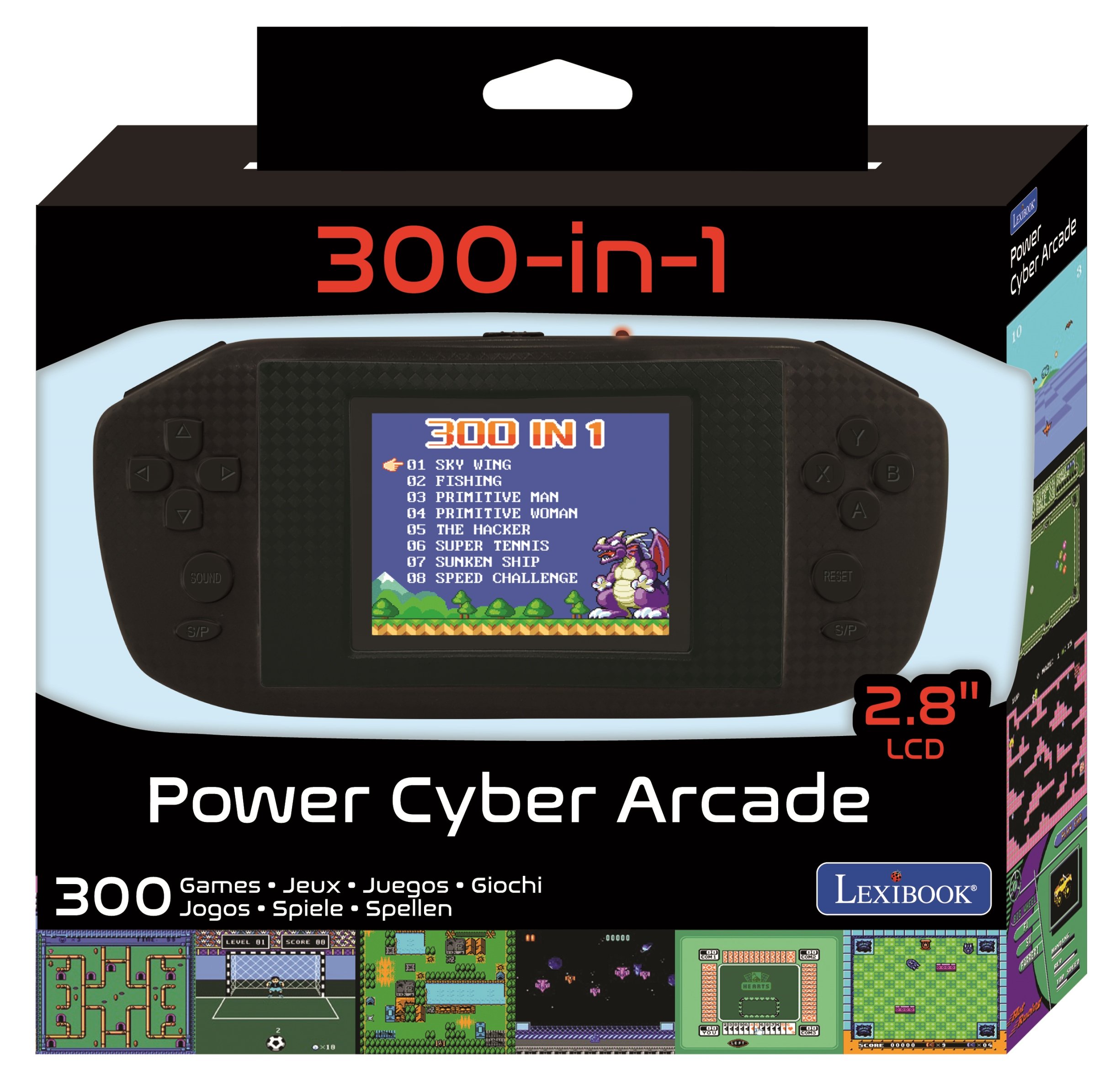 LEXiBOOK JL3000 Power Cyber Arcade Portable Game Console, 300 Games, 2.8