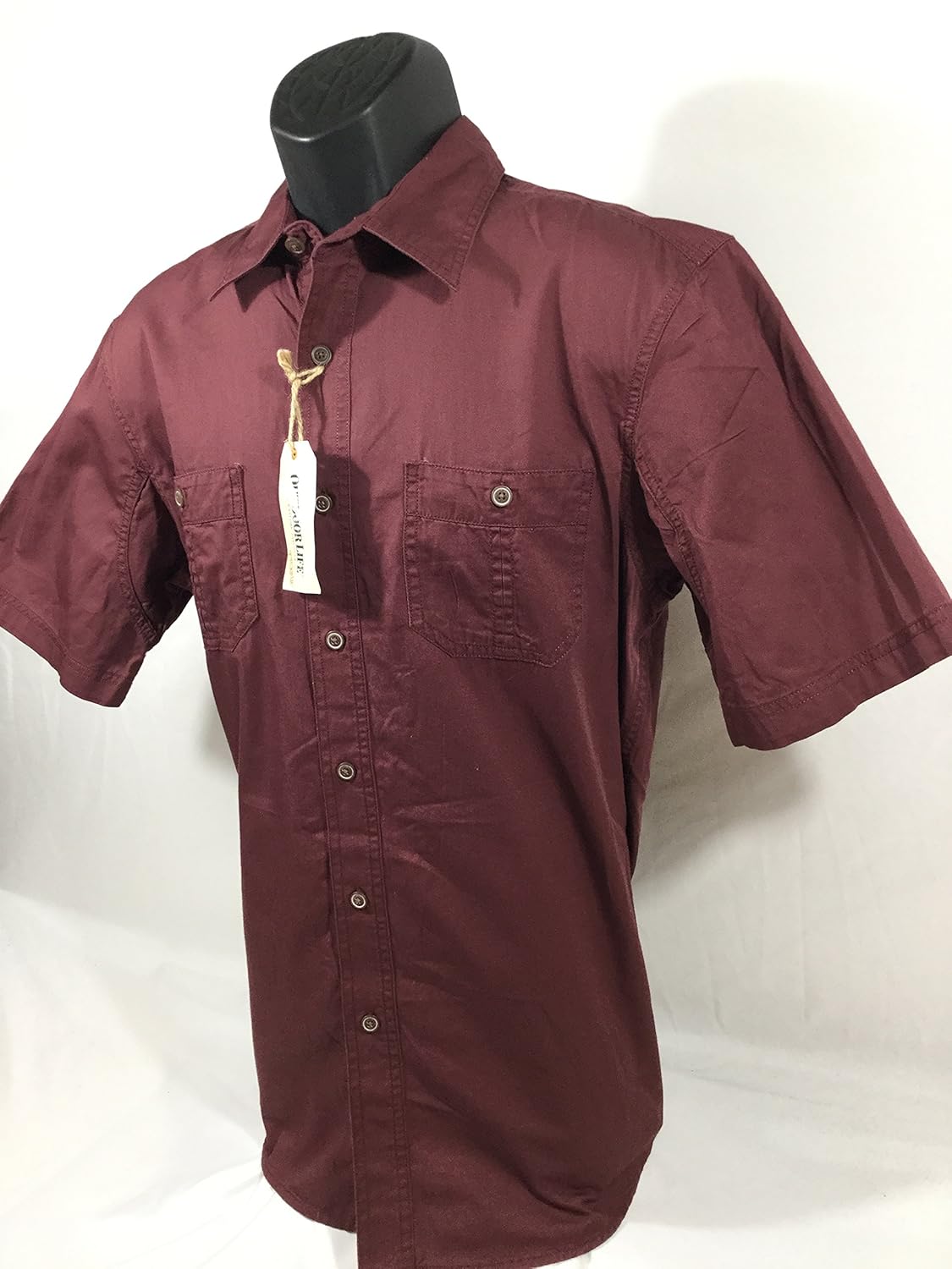 outdoor life shirts for men on Casual Button Down Shirts Outdoor Life Solid Red Short Sleeve Button Down Shirt Size M Men