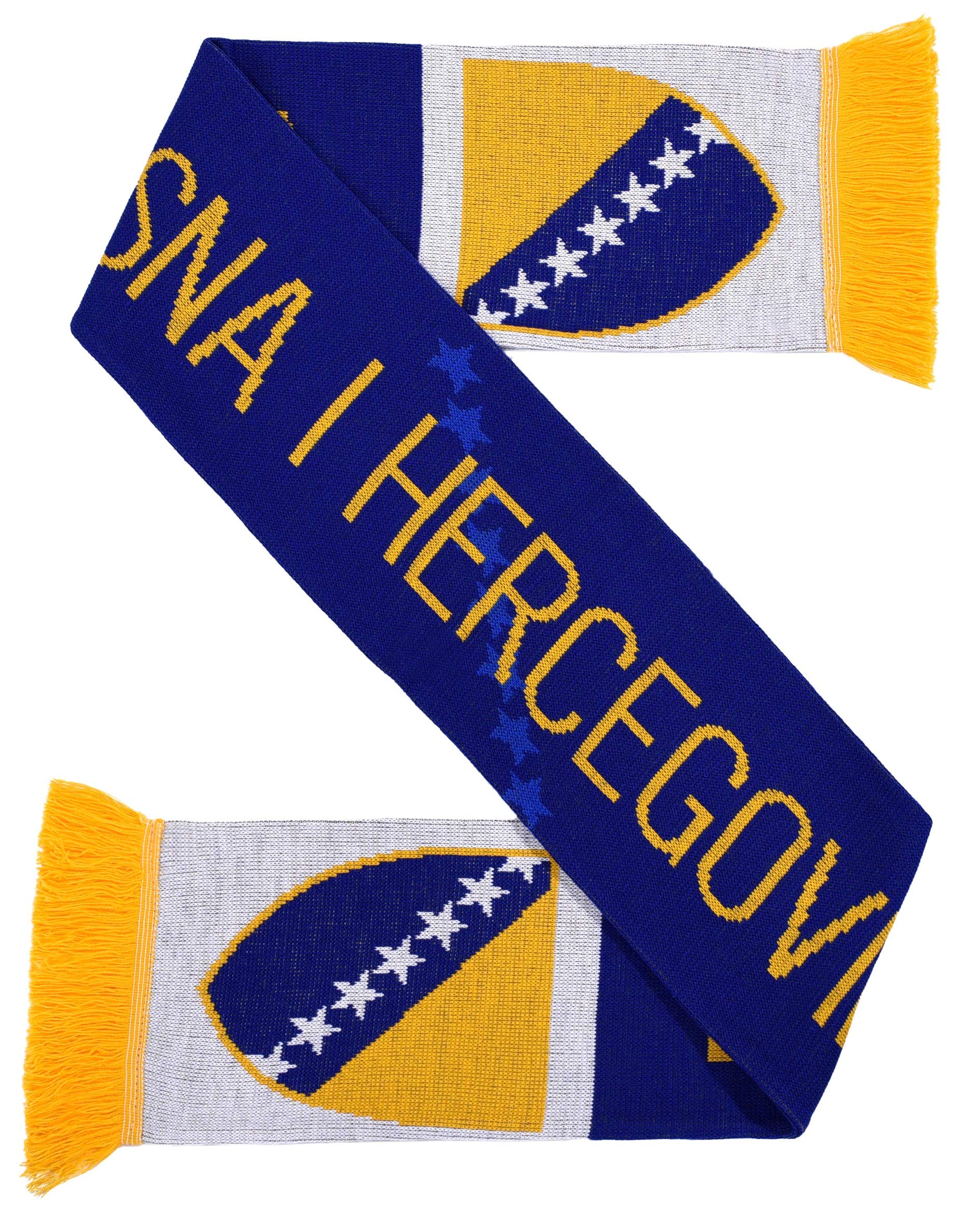 Bosnia and Herzegovina Soccer Knit Scarf, Yellow, White, Blue