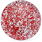 Golden Rabbit Enamelware Large Serving Tray, 20 inch, Red Swirl