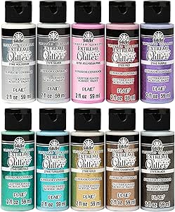 FolkArt Extreme Glitter Acrylic Craft Paint Set Formulated to be Non-Toxic and Designed for Beginners and Artists, Ten 2 oz Bottles, 20 Fl Oz