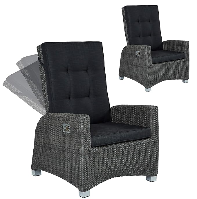 2er Set Barcelona Living Gartensessel XL Sessel für den Garten oder Terrasse - Gartenmöbel Rocking Chair Terrassensessel Poly