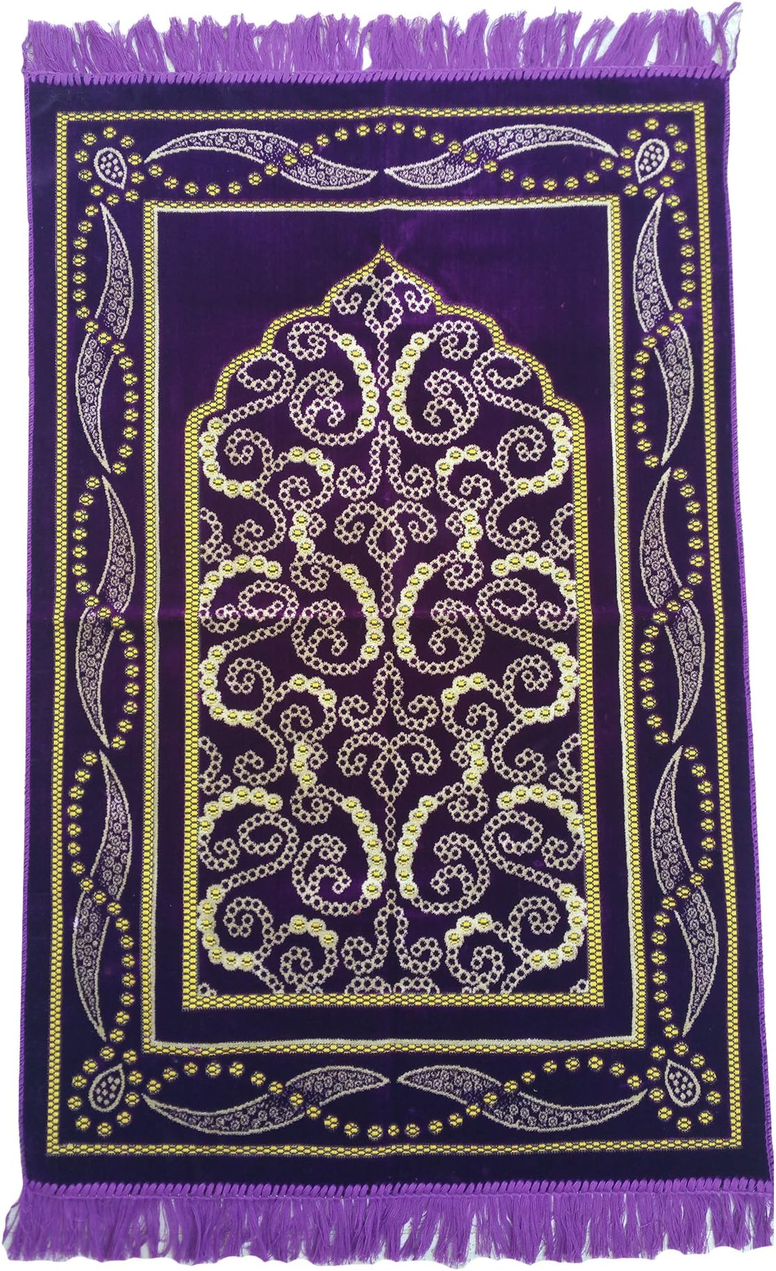 MuslimClothing Prayer Rug Purple & Gold Dotted Arch Design 26 x 42 in (66 x 106 cm) Islamic Salat Ja Namaz