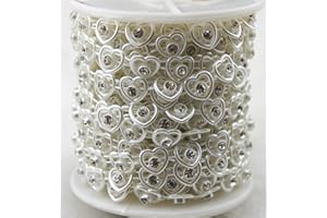 AEAOA 8mm Ivory Heart Pearl and Rhinestone Chain Sewing Trims Cake Decoration (LZ120)