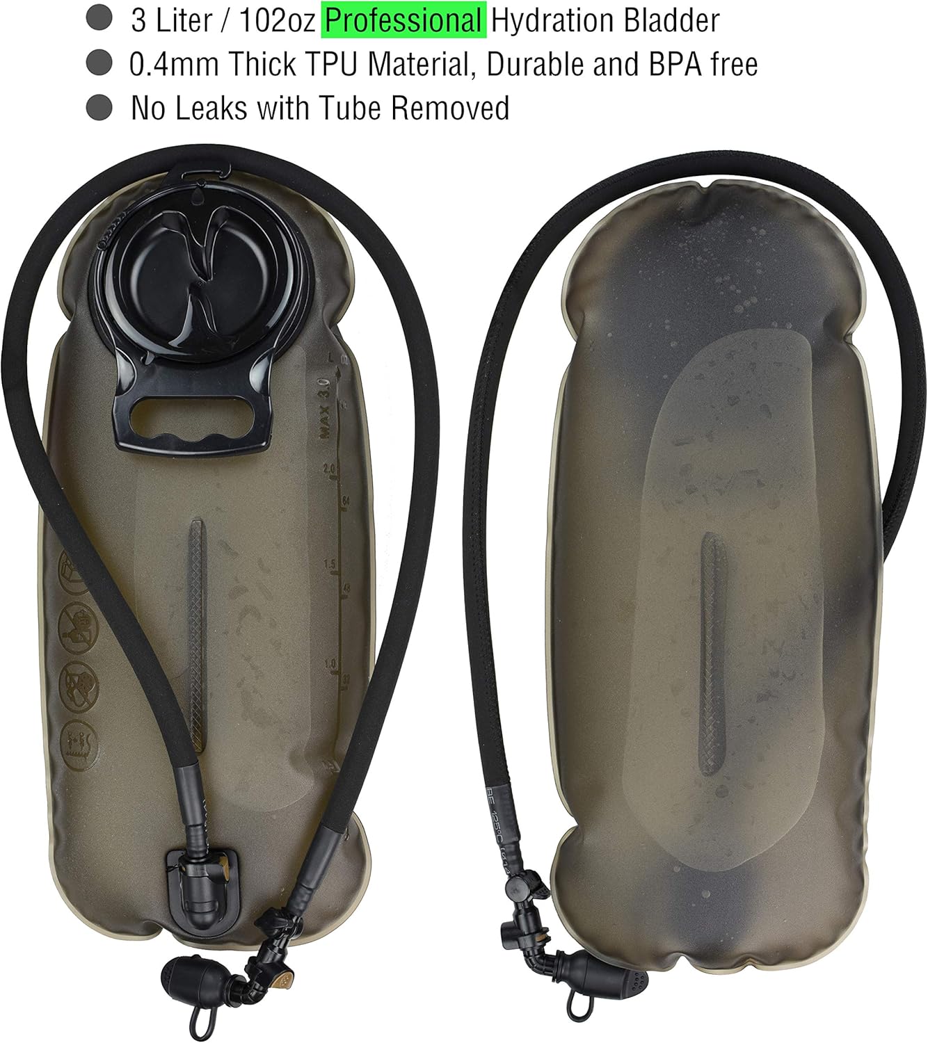 MARCHWAY Tactical Molle Hydration Pack Backpack with 3L TPU Water Bladder, Military Daypack for Cycling, Hiking, Running, Climbing, Hunting, Biking (Black) : Sports & Outdoors