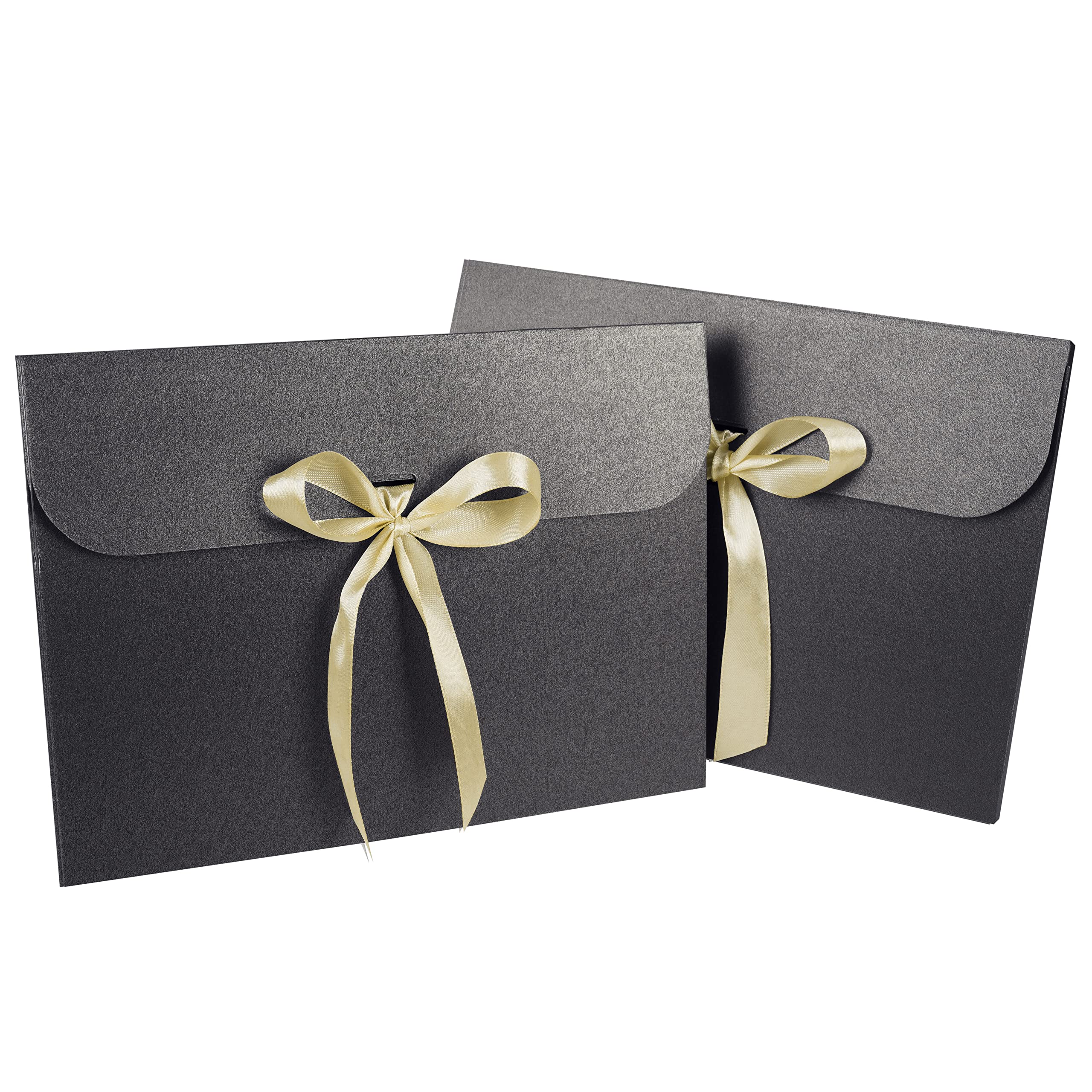 IBLUELOVER 10Pack Gift Card Envelope Boxes Kraft Paper Envelopes with Ribbons Bow Pearlescent C5 Card Envelope Bags for Thanksgiving Christmas Cards Invitation Greeting Wedding Cards (Black)