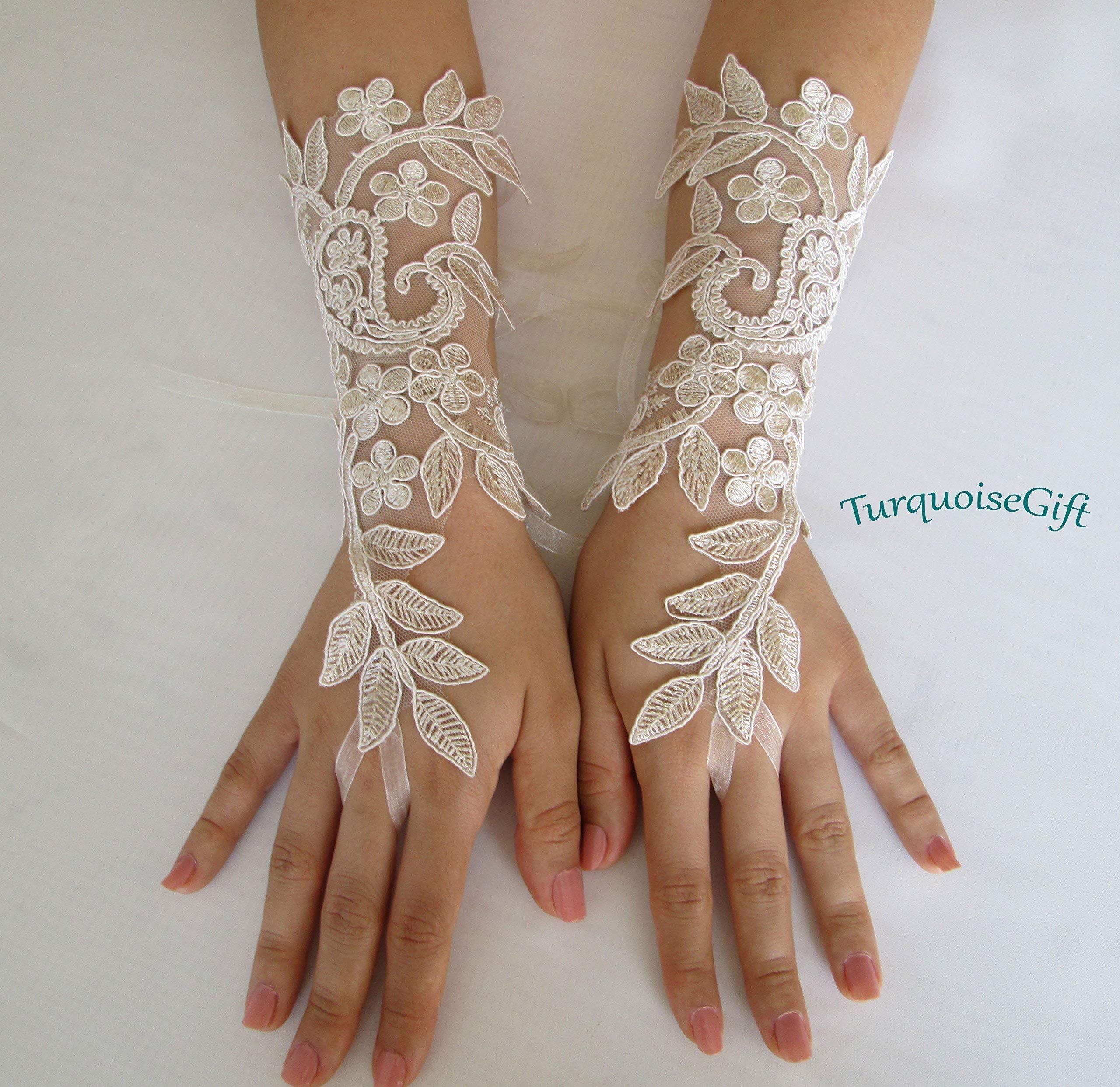 Wedding long gloves, Bridal glove, Bride Gloves, lace long fingerless gloves