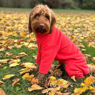Pet Wiz Warm Four-Legged Dog Fleece Medium Coral Weather-Resistant