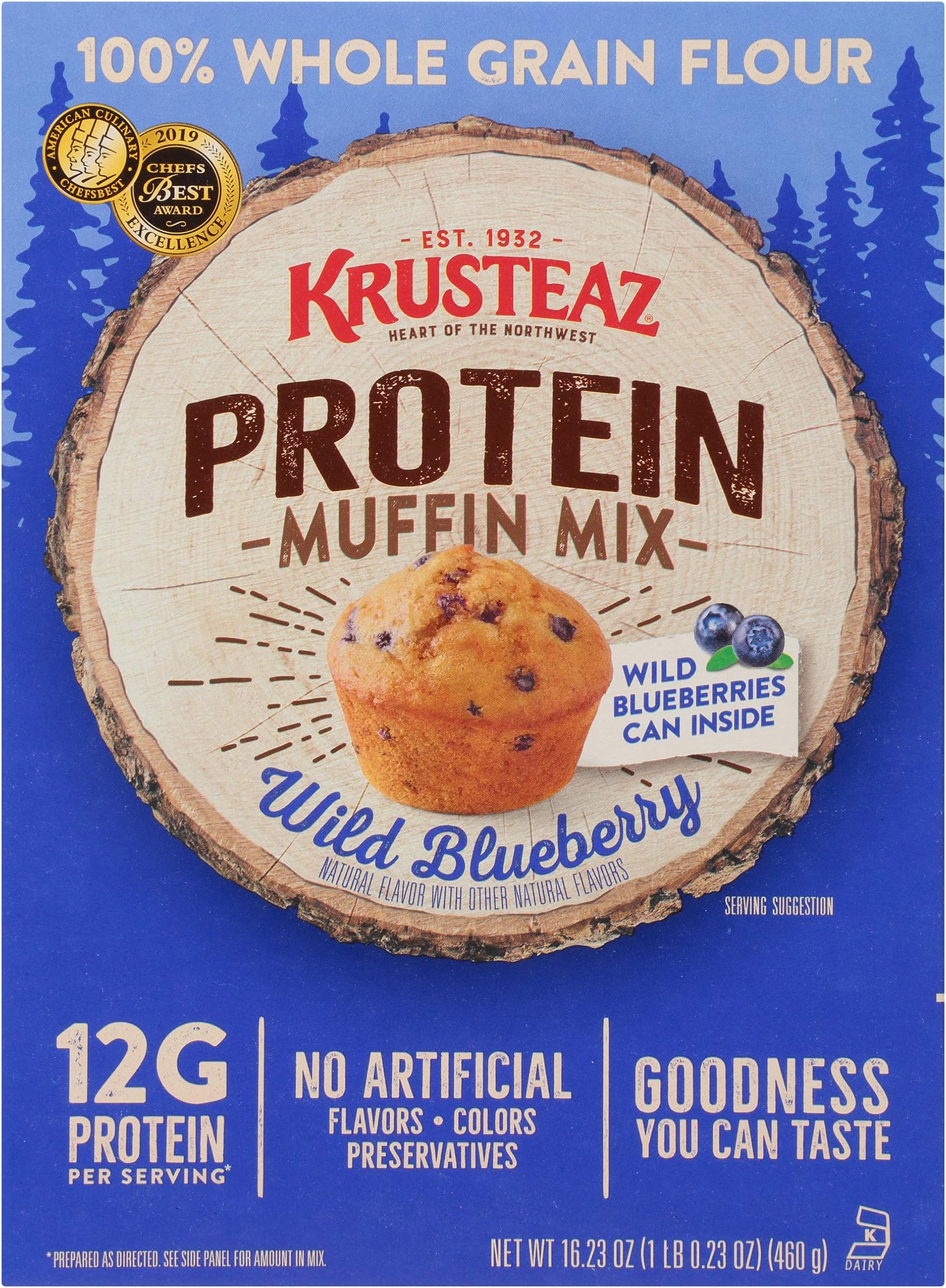 Krusteaz Protein Blueberry Muffin Mix, 16.23 OZ (Pack of 8)