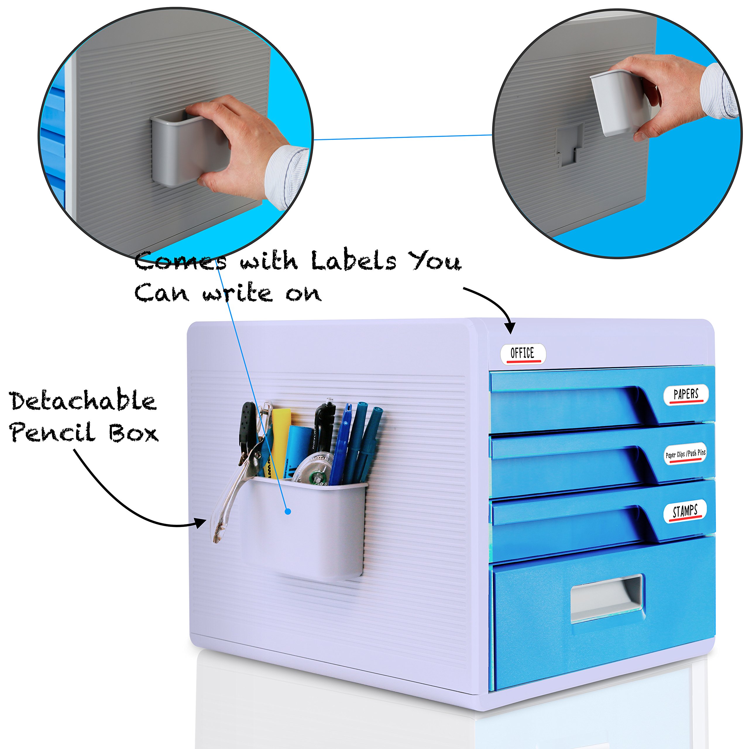 Locking Drawer Desk Organizer Home Office Desktop File