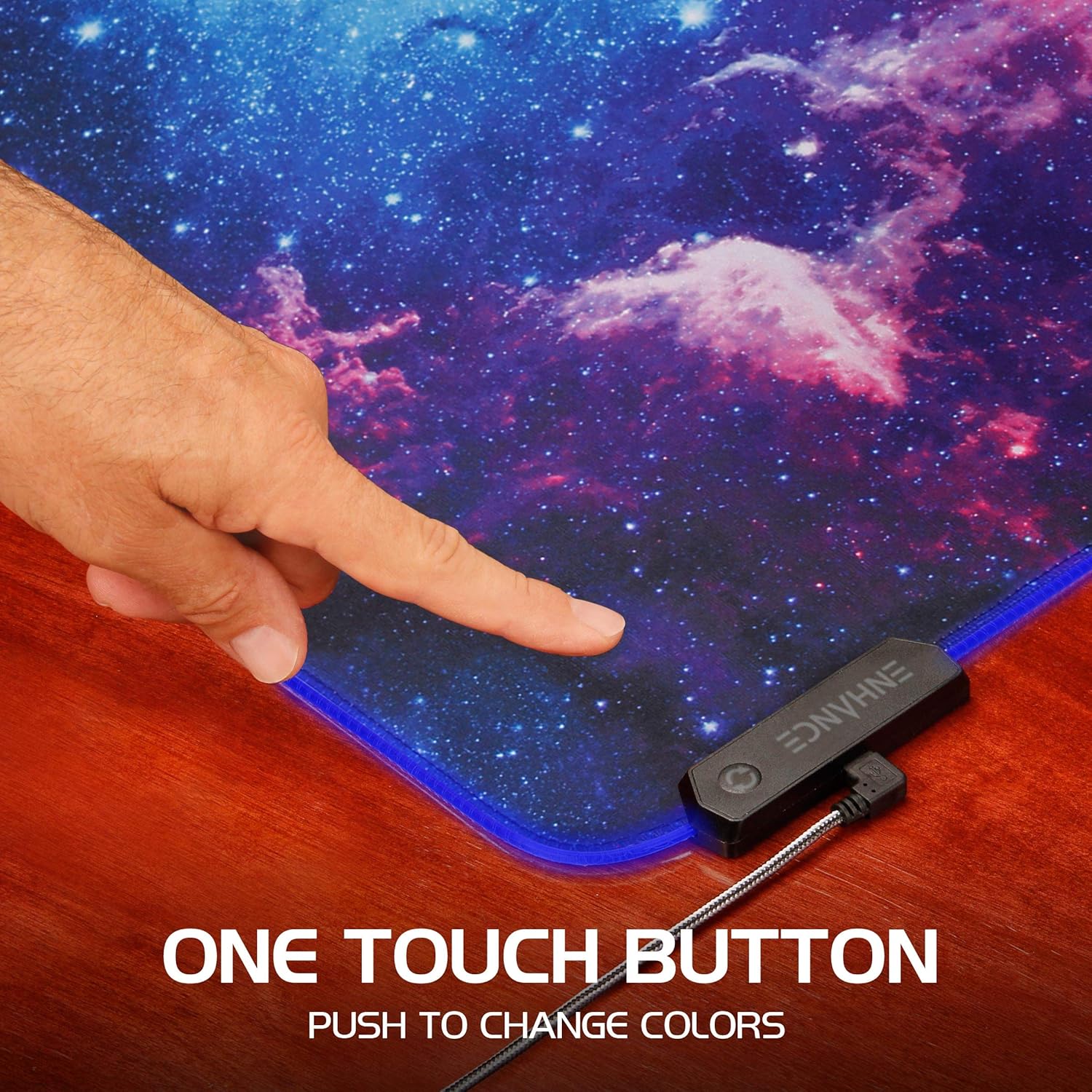 ENHANCE Extra Large LED Gaming Mouse Pad, Soft XXL Desk Mat with 7 RGB Colors, 3 Color Modes, Smart Control - Image 3