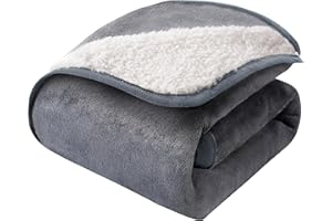 Sunheir Waterproof Dog Blanket for Bed Couch, Soft Plush Pet Blankets for Small Medium Large Dogs Cats, Washable Puppy Blankets with Reversible Sherpa Fleece Furniture Protector, 25"X 35", Grey
