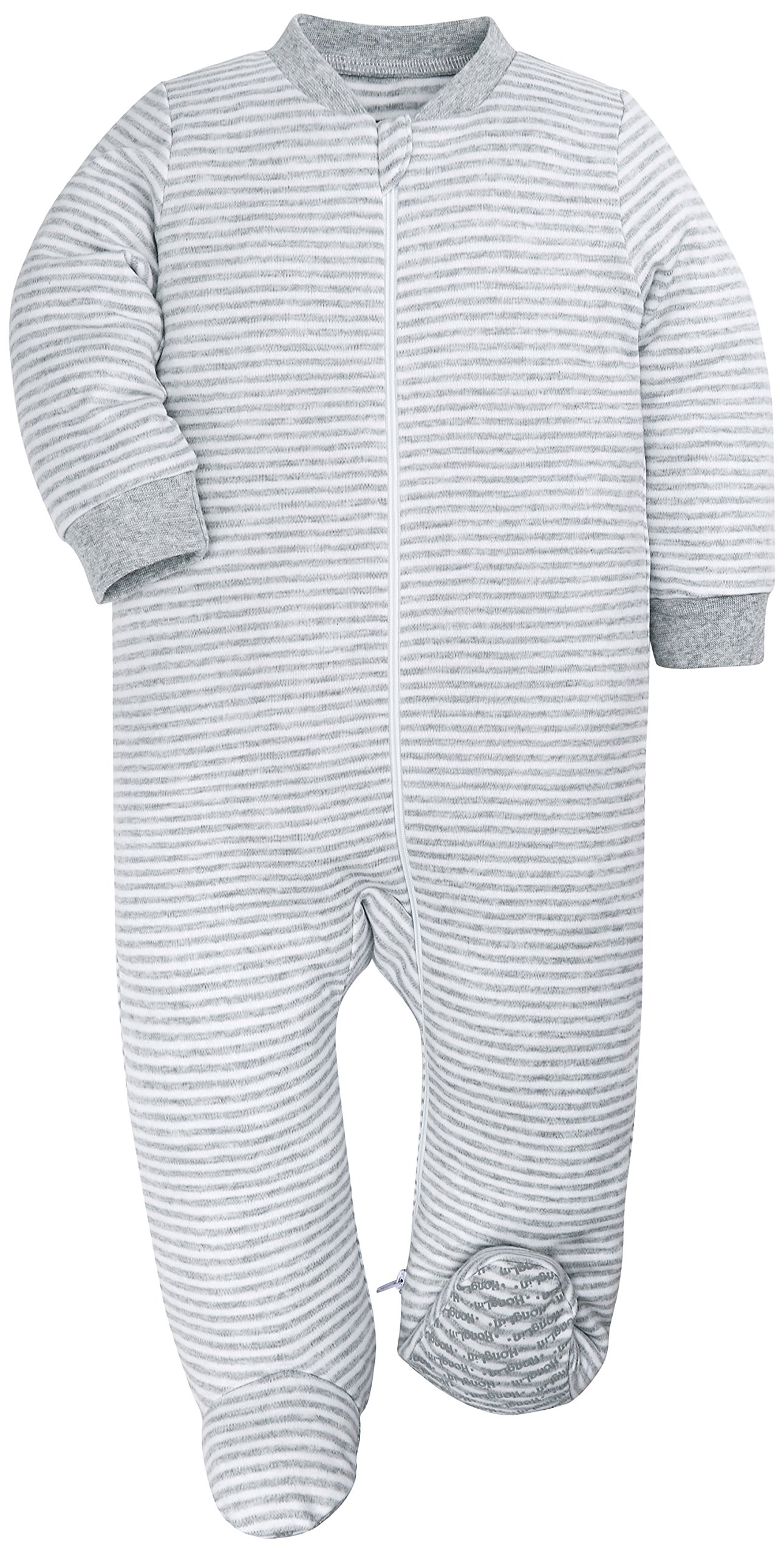 HONGLIN Baby Boys 2-Pack Footed Baby Pajamas Sleepers Rompers Striped and Printed Bat100% Cotton with Non-Slipping Sole