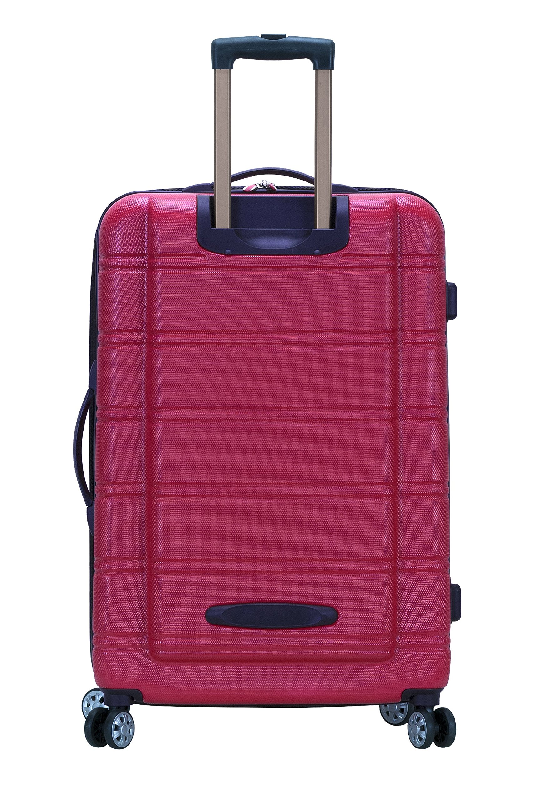 Rockland Melbourne Hardside Expandable Luggage with Spinner Wheels, Magenta, Checked Large 28