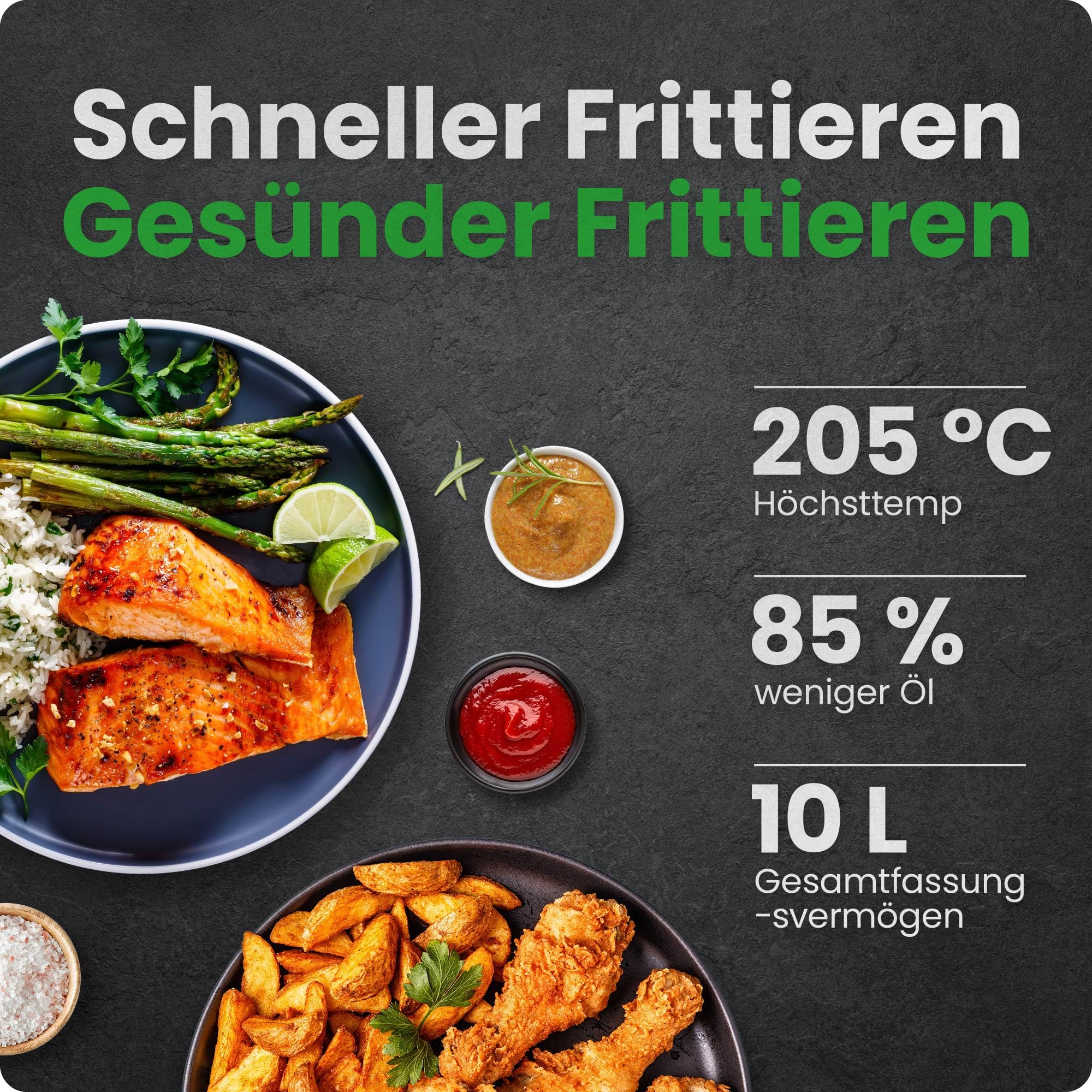 Chefman Multifunktionale Digitale Heißluftfritteuse + Rotisserie, Dörrautomat, Konvektion, 17 Touchscreen-Voreinstellungen, XL 10L Familiengröße, Automatische Abschaltung, Großes Sichtfenster, Schwarz 2