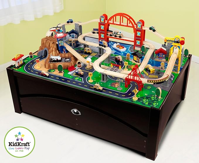 Amazon Com Kidkraft Metropolis Train Table Set Toys Games