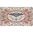 MIXDING Psychedelic Butterfly Moth Skull Entrance Door Mat 17x30 Inch Doormats Decor, Trippy Floral Gothic Hippy Butterfly Art Home Front Door Porch Outdoor Indoor Decorations