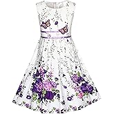 Sunny Fashion Girls Dress Rose Flower Double Bow Tie Party Sundress