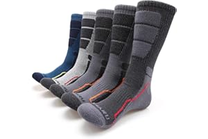 MIRMARU Men's 5 Pairs Hiking Outdoor Trail Running Trekking Moisture Wicking Cushion Crew Socks