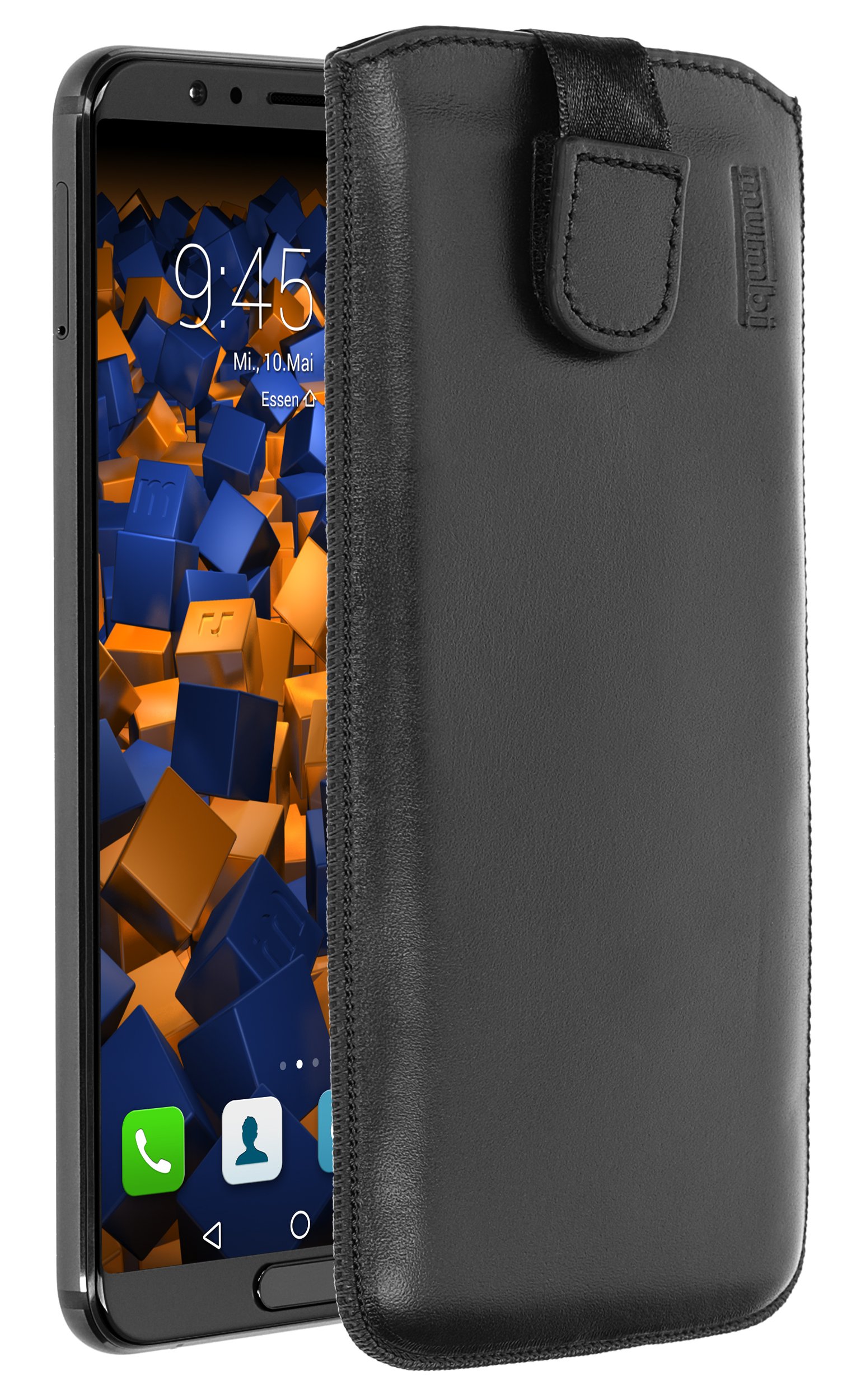 mumbi Genuine Leather Case with Flap and Pull-Up Strap for 10 Cover Case For Huawei Honor