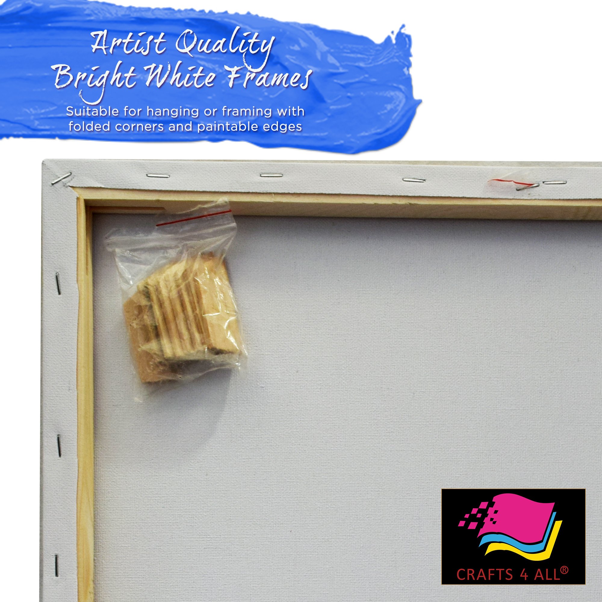 Stretched Canvas Panel Frames EXTRA LARGE 18 x 20 Inches (45.7 cm x 50.8 cm) Professional Quality Acid-Free Artist Canvas Boards for Painting 2 pack Triple Primed with Gesso By Crafts 4 ALL