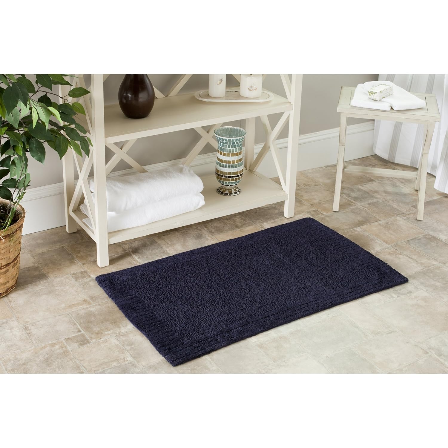 Safavieh Plush Master Bath Collection PMB633B Handmade Navy
