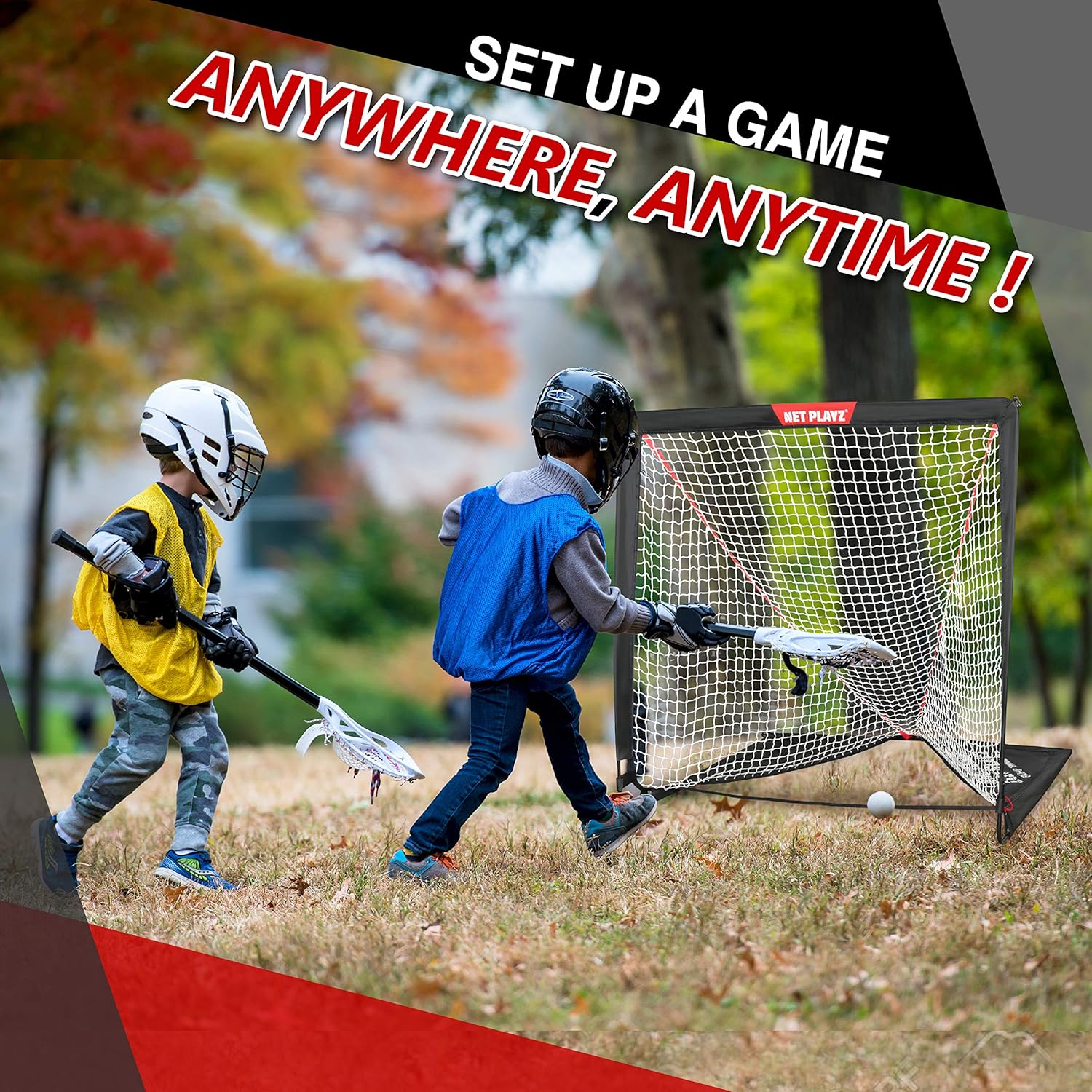 NET PLAYZ Kids Lacrosse Goal - Backyard Training, Practice & Exercise | Portable Lacrosse Net, Equipment & Gear, NOH445402020, Black : Sports & Outdoors
