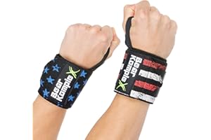 Bear KompleX Wrist Supports Band Wraps - Stabilize & Protect Wrists from Injury - Increase Workout Gains - Thumb Hooks & Superior Velcro Adjustable Closure - Wrist Wraps for Men & Women 3” x 18”