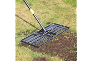 JAOTREL Lawn Leveling Rake, 72 inch 27"x10" Levelawn Tool, Heavy Duty Effort Saving Lawn Level Tool, Stainless Steel Handle Lawn Leveler for Yard Garden Golf Course, Ease Level Soil Sand Dirt Surfaces