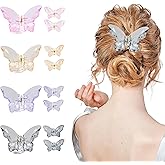 12 Pcs Colorful Clear Butterfly Hair Clips RENUIS Acrylic Hair Claw Clips for Thick,Thin and Medium Hair Stylish and Non-Slip Big Butterfly Jaw Clips Purple Hair Accessories for Girls and Women