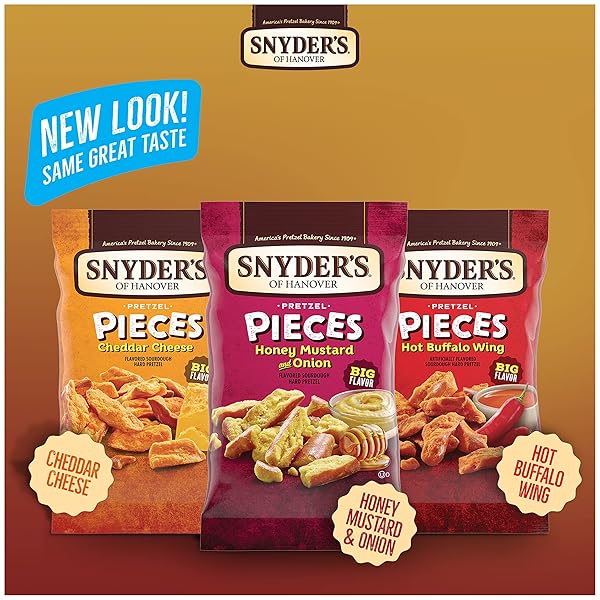 SNYDER’S OF HANOVER PRETZEL PIECES, VARIETY PACK OF PRETZELS INDIVIDUAL PACKS, 2.25 OZ, 18 CT (PACK OF 18)