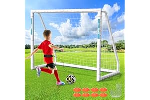 FOSTOY Soccer Goal, 12×6FT/10×6.5FT/8x6FT Soccer Goal for Backyard, Weatherproof UPVC with Soccer Training and 2 Sets of Soccer Nets, Soccer Goal for Youth and Adults Practice Training