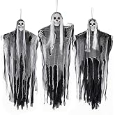 47.1" Halloween Hanging Skeleton Ghosts for Halloween Decorations (3 Pack) | Spooky Grim Reapers Decor Flying Ghost for Haunted House Props Window Yard Porch Garden Patio Halloween Outdoor Indoor Decor.