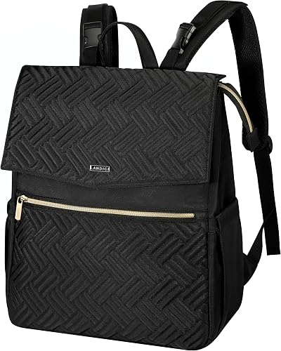 LANDICI Baby Changing Bag Backpack with Mat, Stroller Straps, Black