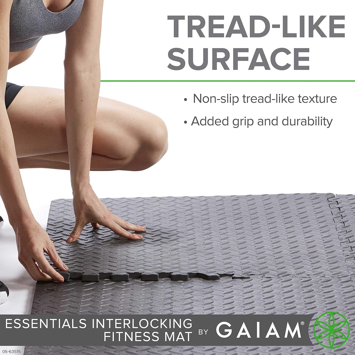 Gaiam Essentials Interlocking Exercise Mat - Square Puzzle Foam Tiles Home Gym Fitness Mat Workout Flooring | Multi-Purpose Use in Garage, Basement, Kids/Baby Play Areas | 23.5" x 23.5" x 0.48" Thick : Sports & Outdoors