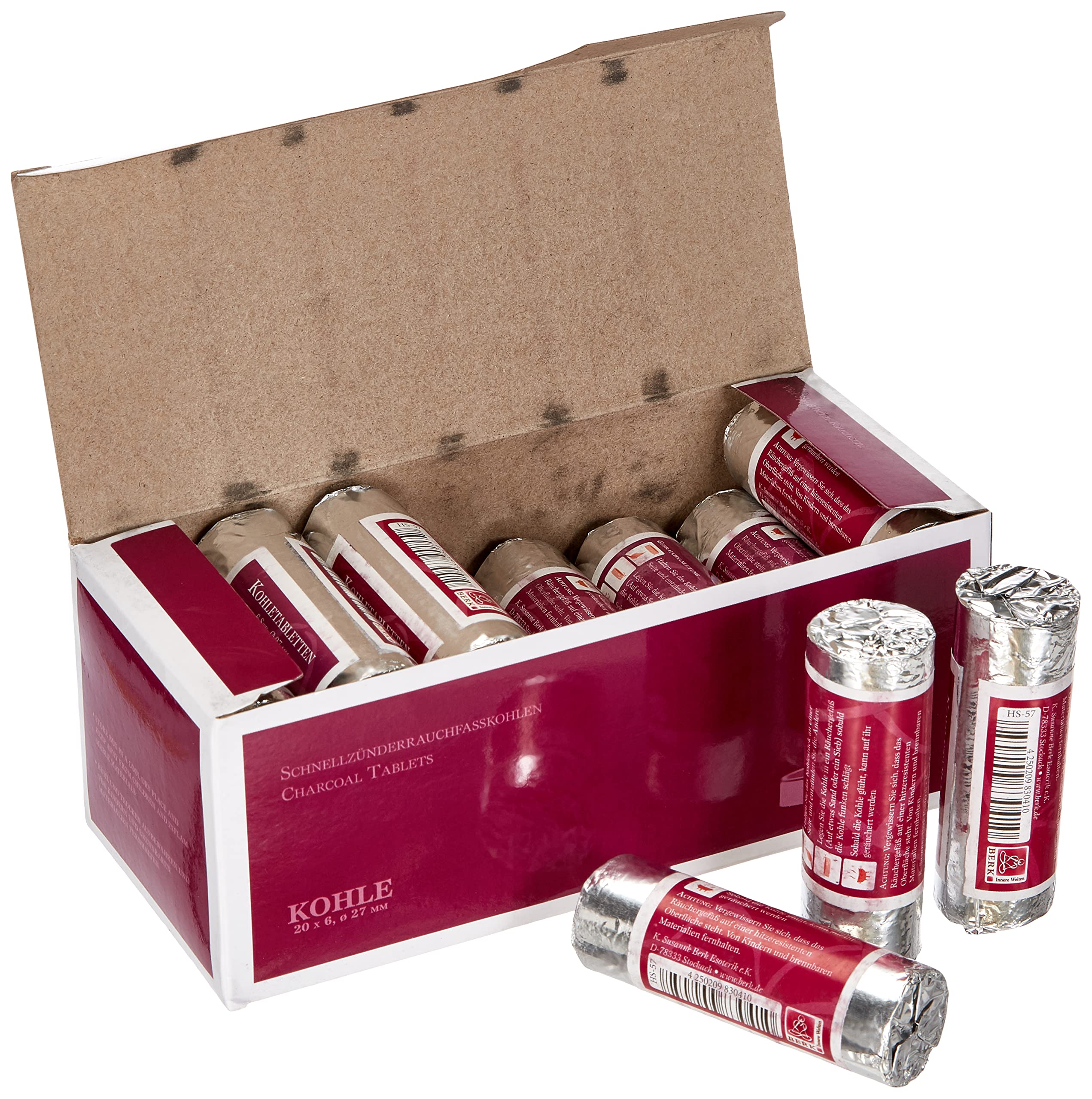 Berk HS - 57 Incense - 120 charcoal tablets ( 20x6 piece ) 2.7 cm