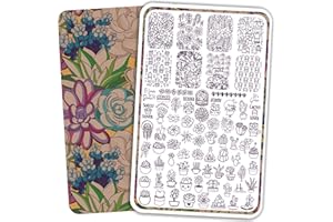 "H la Cosedora Nail Stamping Plate - Large Single Template Plates for Stamping Cute Image and Art Design Templates on Fingernails, Cactus Succulents Plants Nature Flowers Garden Botanical Floral "